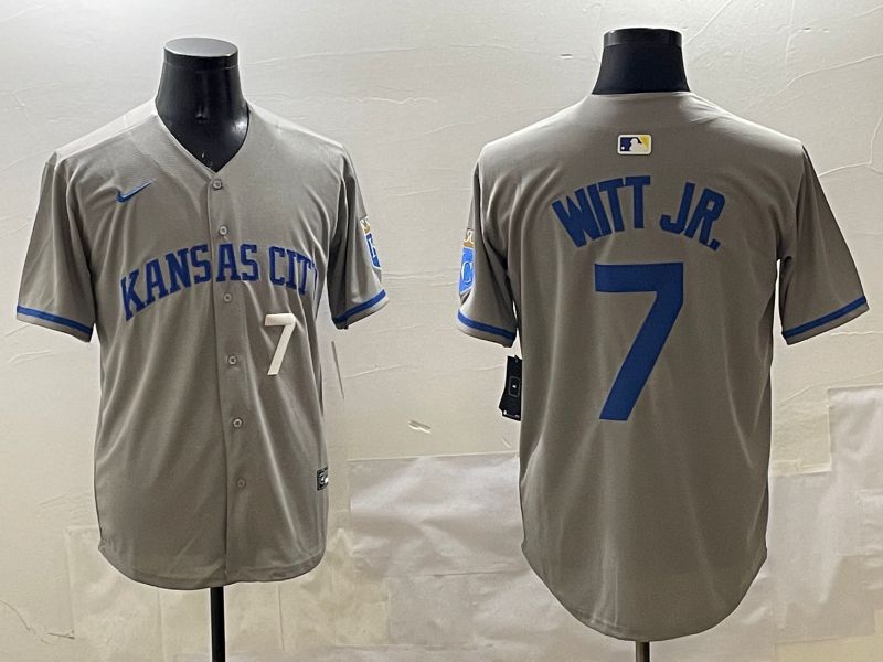 Men Kansas City Royals #7 Witt jr Grey Game 2025 Nike MLB Jersey style 3161->kansas city royals->MLB Jersey